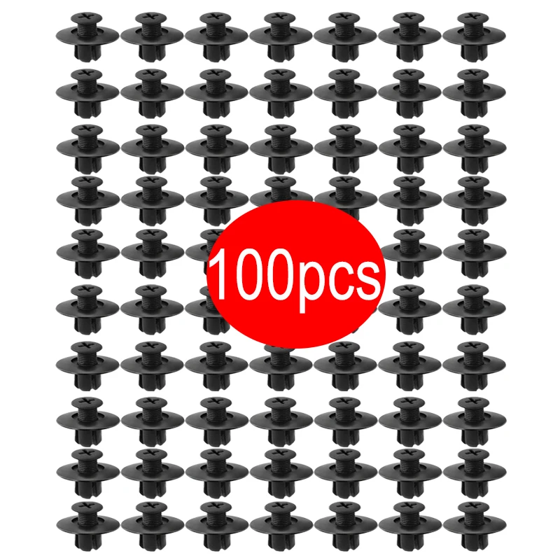 

100X8 мм пластиковые заклепки, крепежные винты для бампера автомобиля, крыла, черные заклепки, автомобильные крепежные зажимы для Toyota Focus Kia Nissan