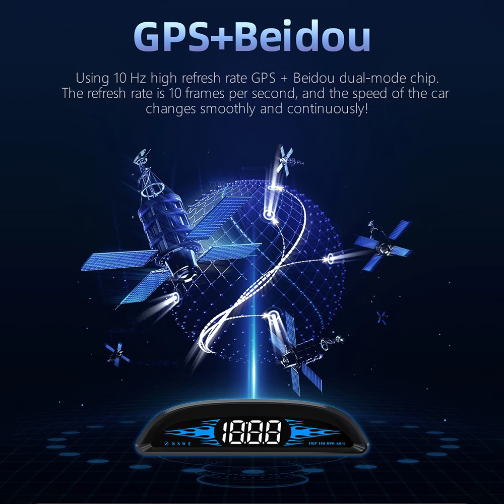 Универсальный автомобильный GPS-дисплей HUD цифровой спидометр с умными часами