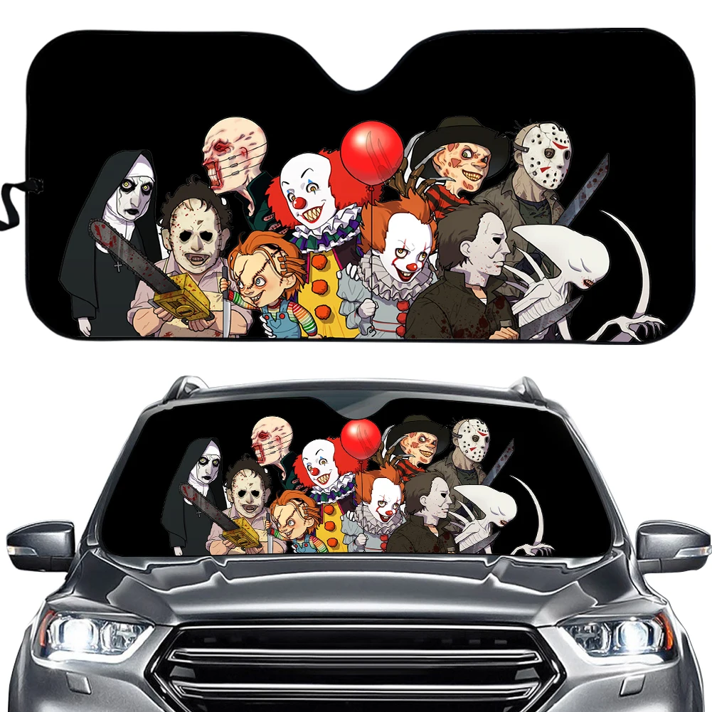 

Fashion Horror Legend Killer Anime Cartoon Durable Sun Visor Protector Universal Car Windshield Shade Accessories
