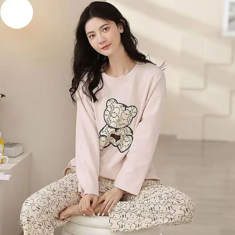 New Pajamas Ladies Spring and Autumn Long Sleeve Thin Section Women's Autumn and Winter Large Size Casual Autumn Homewear Set