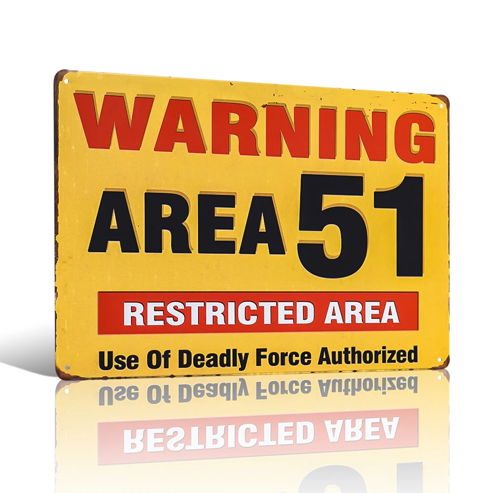 

Garage Metal Sign - Warning Restricted Area 51 - Vintage Look