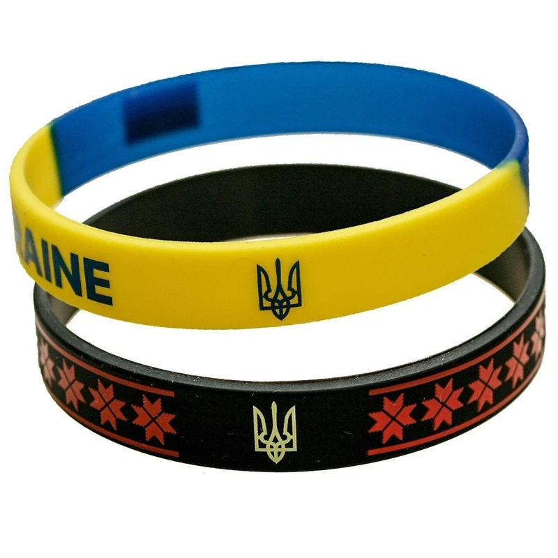 30PCS Ukraine Silicone Bracelet Bangles Ukraine Wrist Strap Pattern Design Accessories on Hand for Men Women