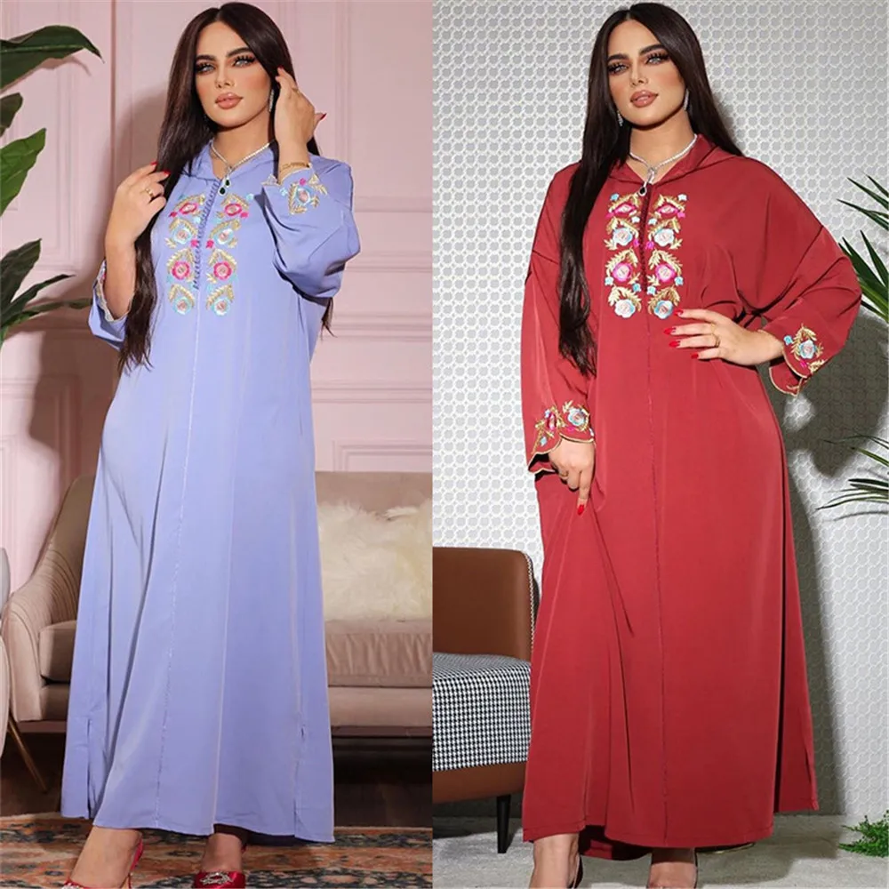 

Islamic Abayas For Women Muslim Fashion Hooded Dress Embroidery Elegant Gowns Vetements African Boubou Caftan Marocain Jalabiya