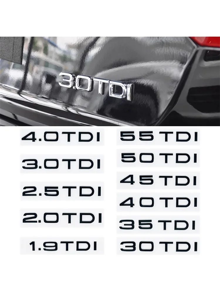 Фото 3D буквы ABS 2.0TDI 2.5TDI 3.0TDI 35TDI 40TDI 45TDI 50TDI Эмблема для Audi A1 A3 A4 A5 A6 A7 A8 Q2 Q3 Q5 Q7 Наклейка на багажник автомобиля №1
