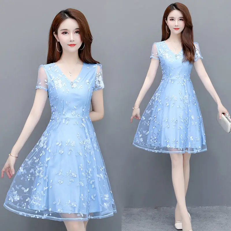 

Летнее кружевное женское платье WDMSNA, элегантное праздничное платье с коротким рукавом и цветочным рисунком, женские платья, красные и черные платья, женское платье, 2023