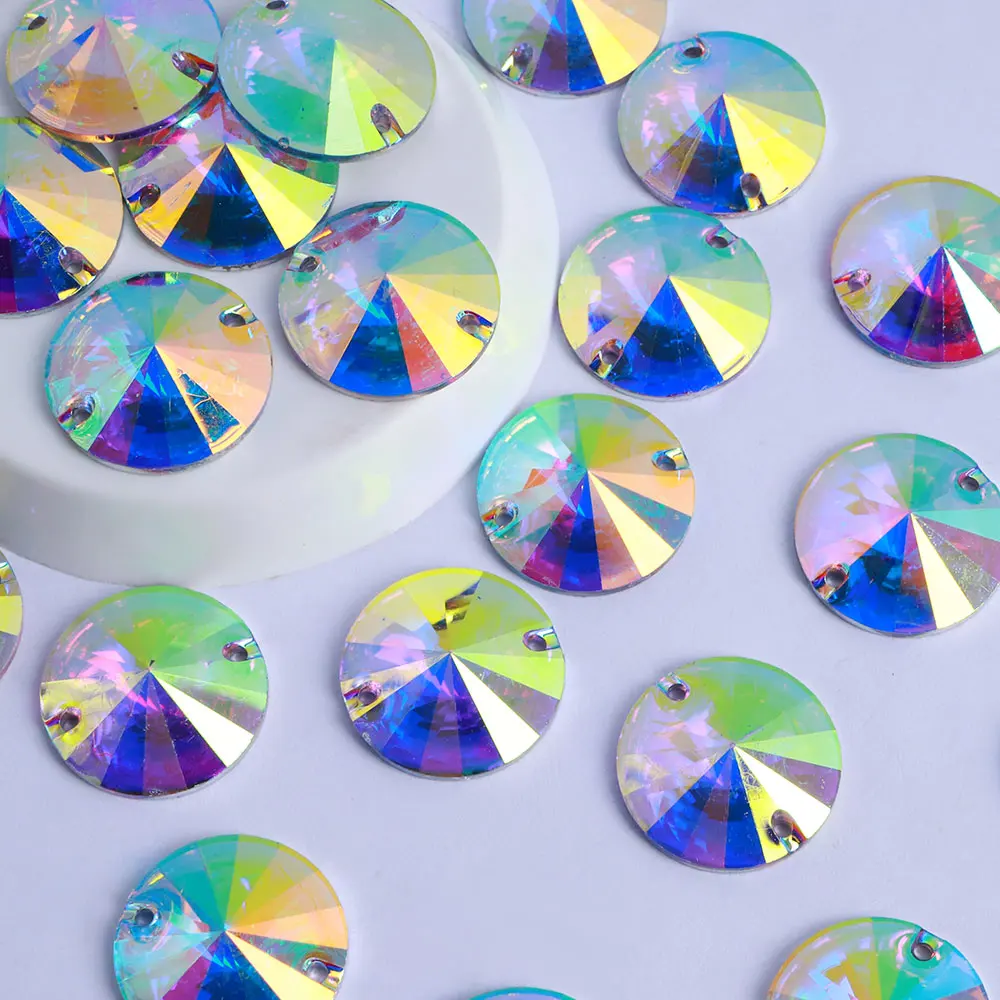 

8MM-22MM Resin Sew On Rhinestone Glitter Crystal AB Round Shape Satellite Stone Rhinestones for Diy Sewing Accessories Clothes