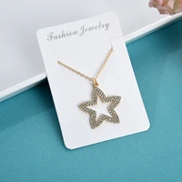 pentagram crystal drill chain shiny paved tiny crysral circle round choker necklaces pendant silver color chain for jewelry