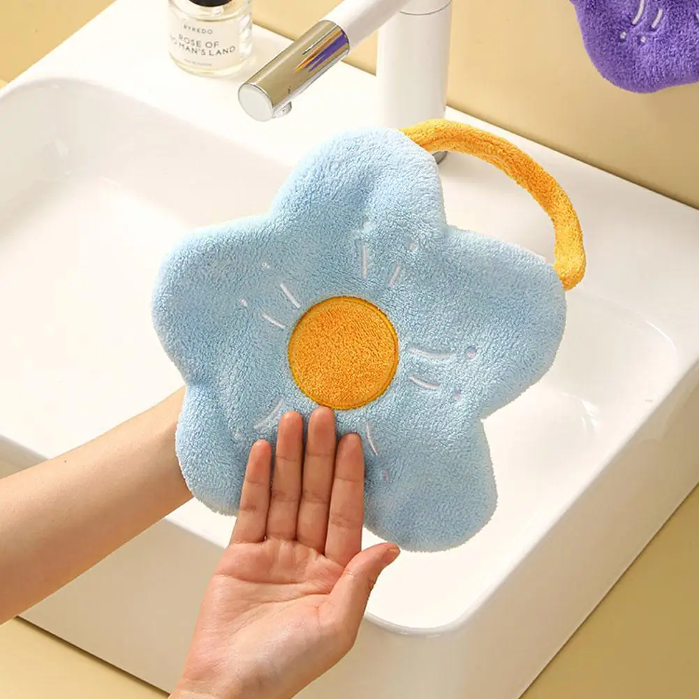 

Quick Dry Hand Towels Coral Fleece Wipe Handkerchief Dishcloth Cloth Creative Cleaning Shape Bathroom Absorbent Flower Kitc T8R4