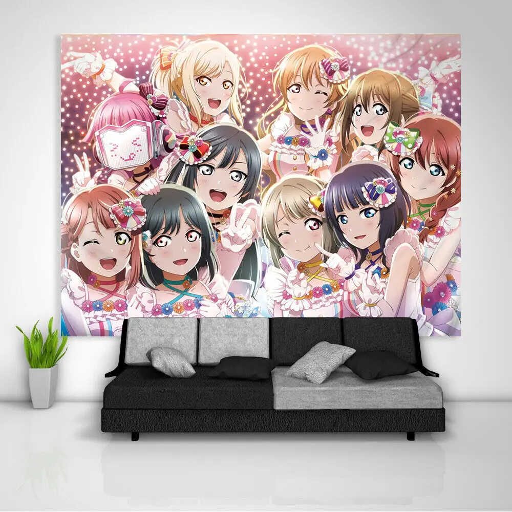 

Kawaii школьная идол Любовь Живая аниме настенный гобелен японские милые мультфильмы искусственная манга эстетические обои для украшения ком...