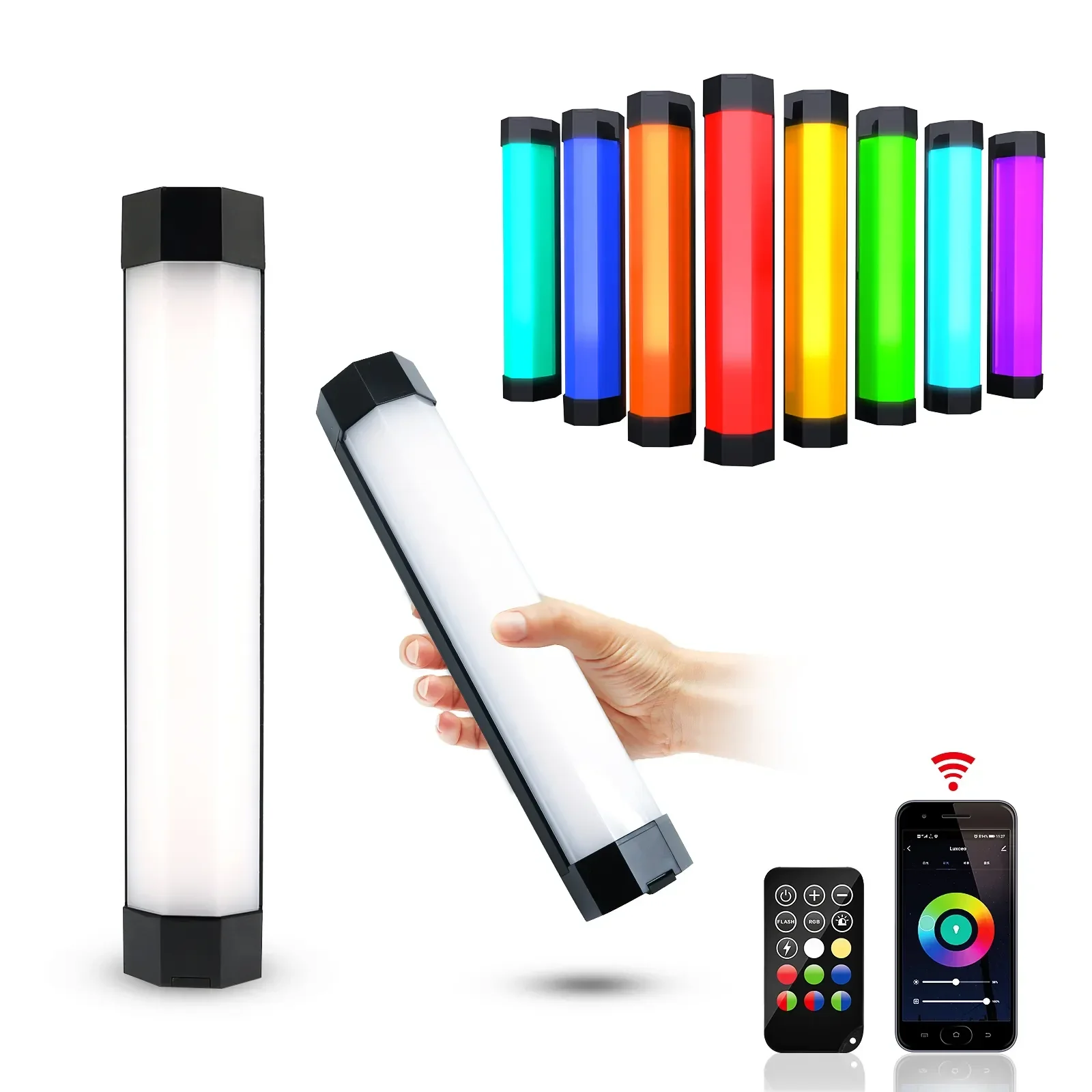 Фото Светодиодный видеосвет LUXCEO P200 IP67 с защитой от дождя, RGB-подсветкой, встроенным аккумулятором и магнитом, управлением через приложение, для студийной фото- и видеосъемки. №1