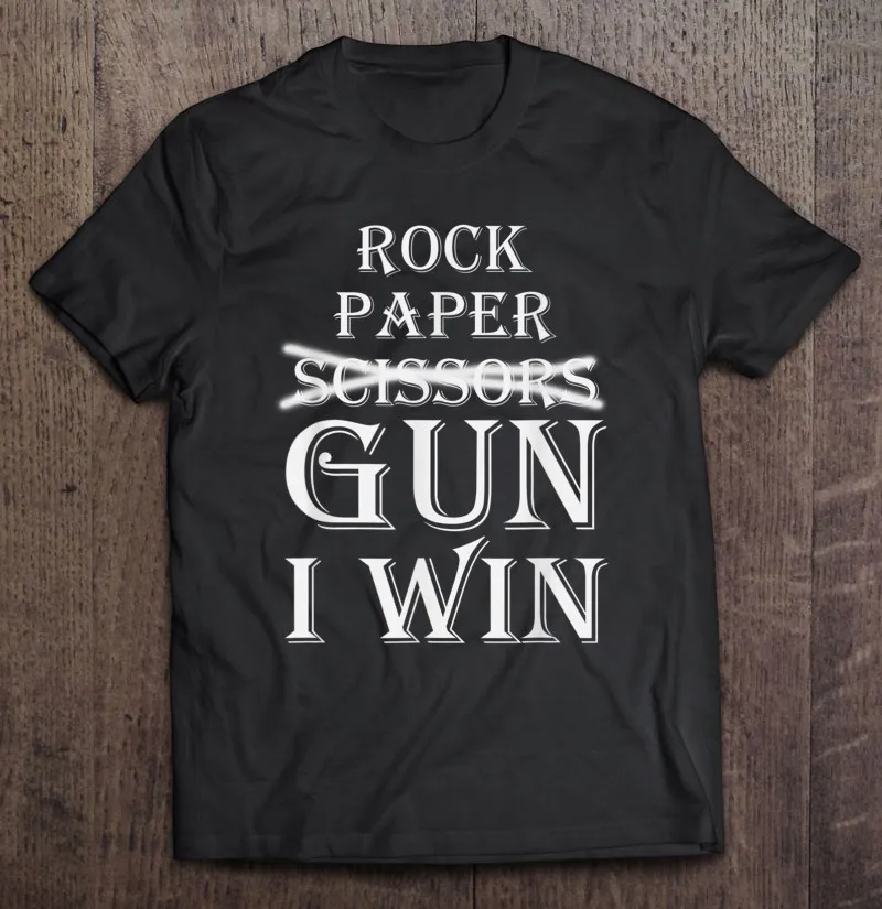

Забавная футболка для мужчин и женщин, мужская одежда с принтом рок, бумажный пистолет, не ножницы, I Win, аниме одежда, футболки большого разме...