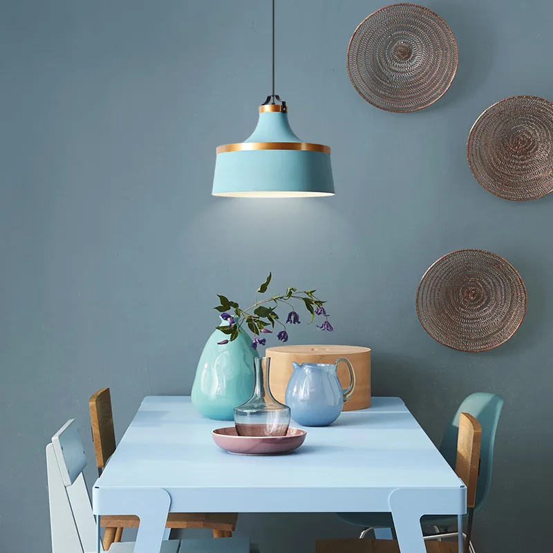 

Nordic lamps restaurant chandelier three heads creative personality macaron retro loft industrial wind ins net red chandelier