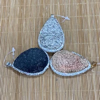 1pcs natural stone black crystal pendant drop shaped luxury rhinestones pendant for jewelry making diy necklace size 32x49mm