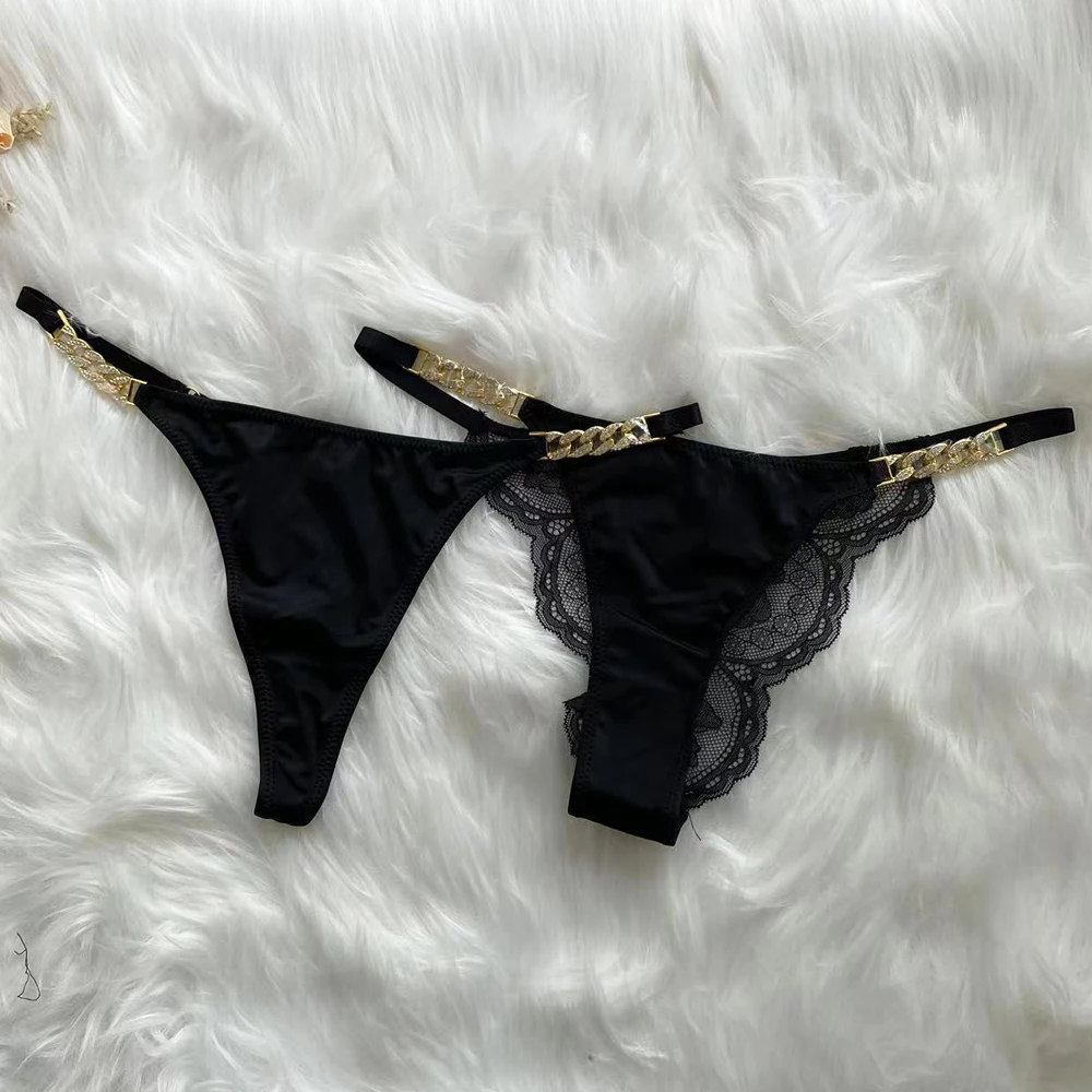 New women's underwear thong two pieces sexy low waist rhinestone women's thong women's underwear free shipping