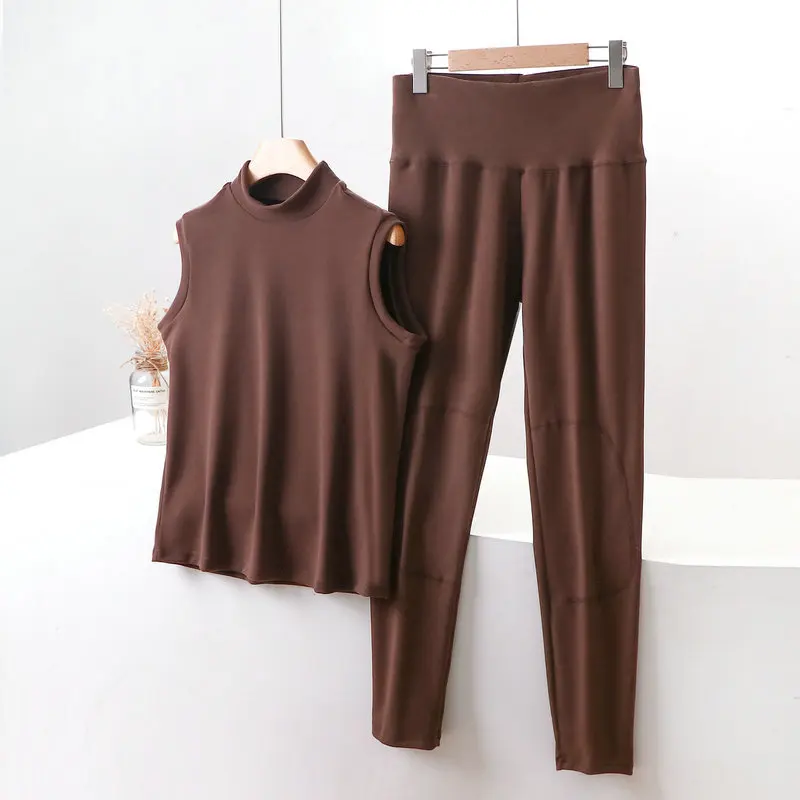 Fdfklak XL-8XL Casual Sleepwear Pijamas New Velvet Warm Pajamas For Women Large Size Sleeveless Vest Pant Suit Pyjama Pour Femme