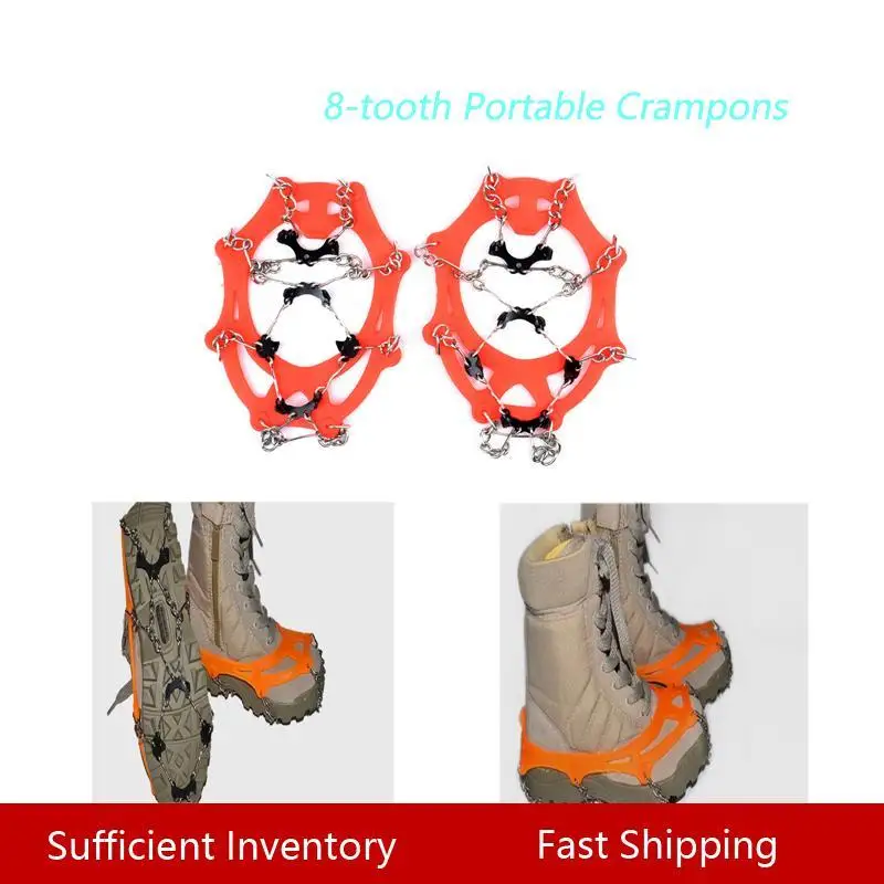 

Нескользящие альпинистские скобы для снега, накладка на обувь, захват для льда, шипы для туризма, зимние уличные скобы из марганцевой стали