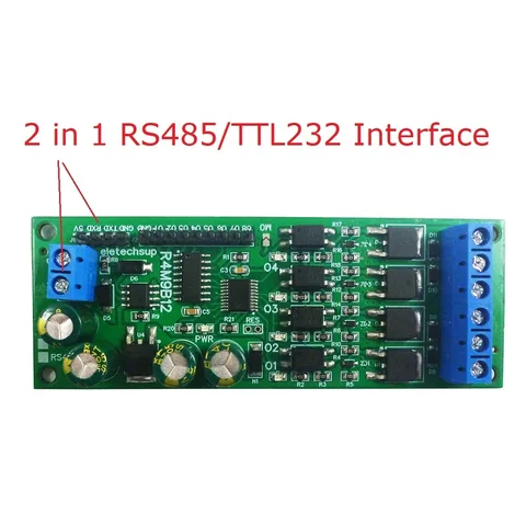 Многофункциональный твердотельный релейный модуль rs485, 12 В, 24 В постоянного тока, 4-канальный МОП-транзистор и 8-канальная плата вывода уровня ttl, modbus rtu и at command