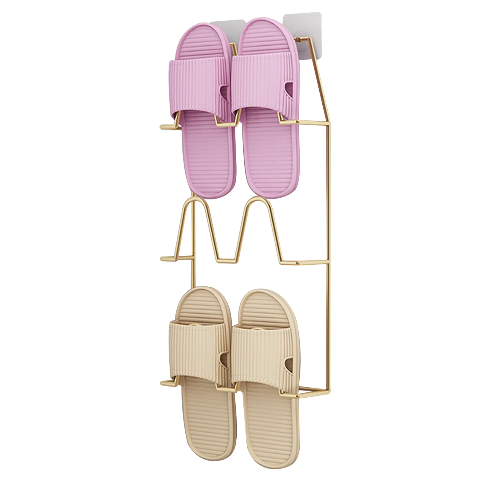 

Space Saving Self Adhesive Doorway Easy Install Wall Mounted Punch Free Three Layers Hanging Shelf Shoe Rack Home Bathroom