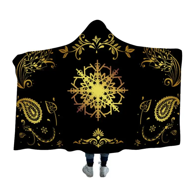 

Gold Filigree Hoodie Blanket