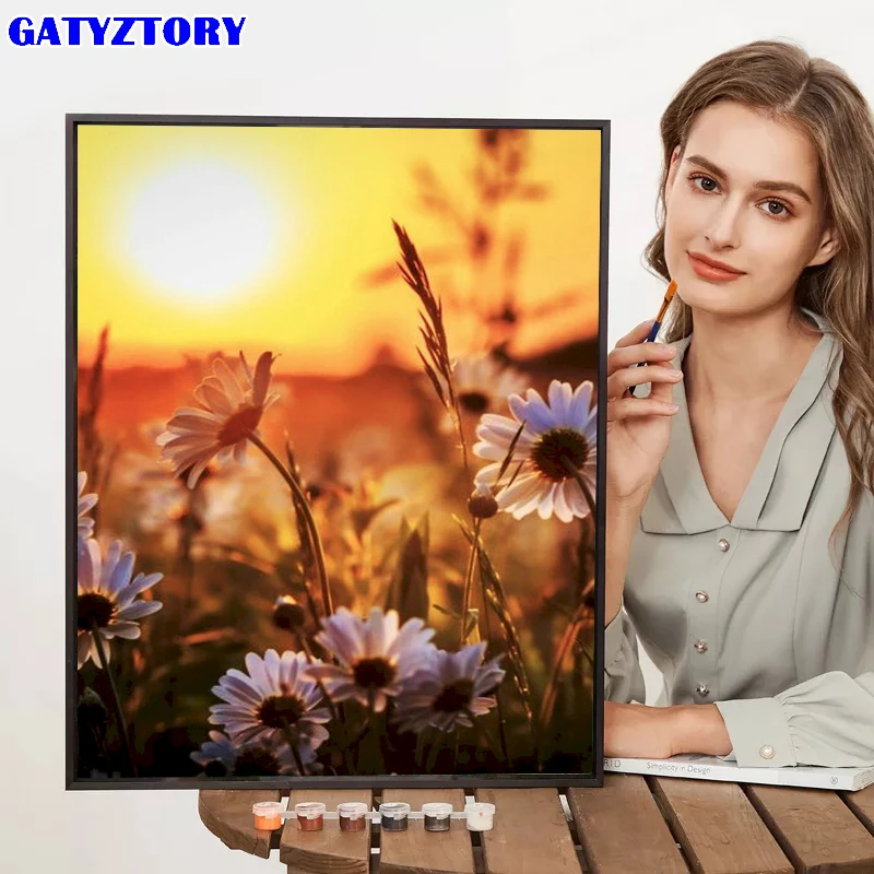 

GATYZTORY Painting By Numbers Picture Landscape Hand Paind Kit Canvas Acrylic Paint By Number Modern Wall Home Decor