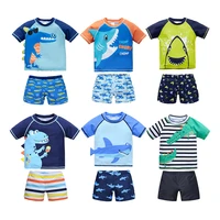 2022 baby boy swimwear beach suit 2pcs surfing wear shark swimming infant toddler kids children fish sunscreen bathing wear