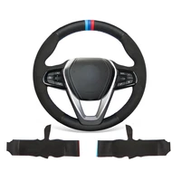 diy custom soft black suede steering wheel cover for bmw g20 f44 g22 g23 g26 g30 x3 x4 x5 x6