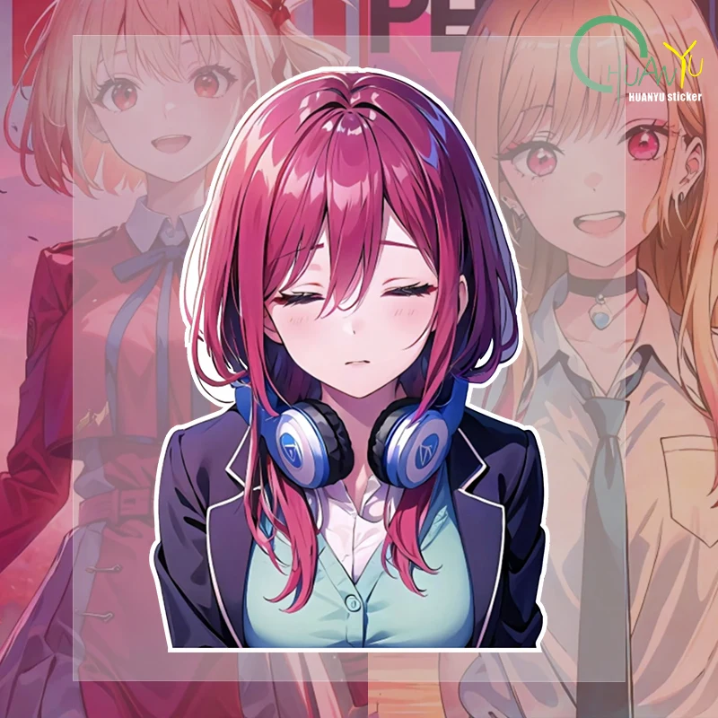 Аниме Девушка Наушники Автомобиль Мотоцикл Кузов Окно Водостойкий