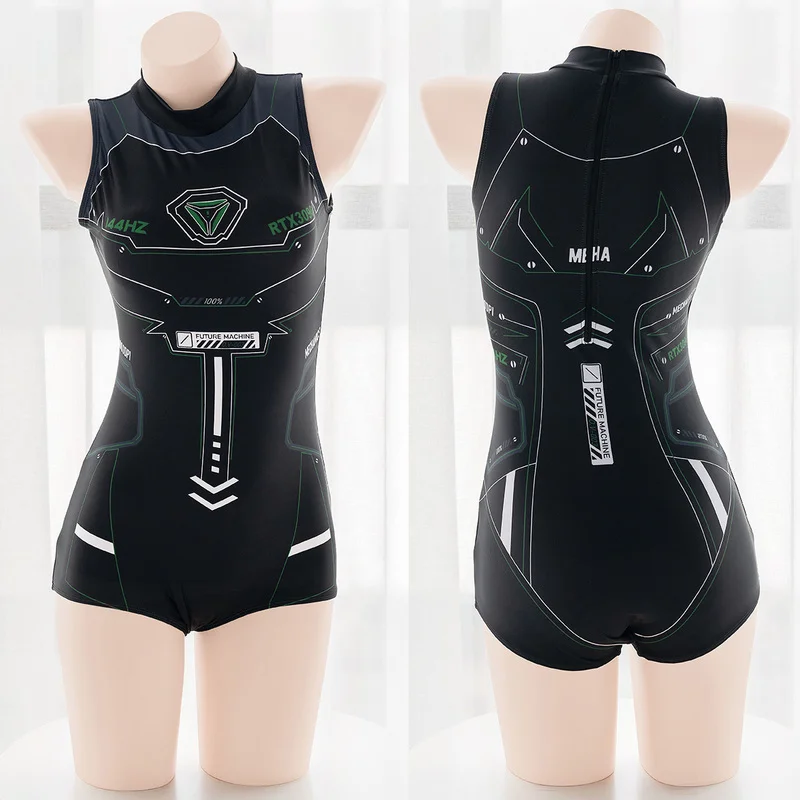 

Punk Anime Cyber Machinery Sexy Women Bodysuit Sukumizu Japanese Cosplay Costumes Swimsuit Swimwear Lingerie Hot Sport Body Suit