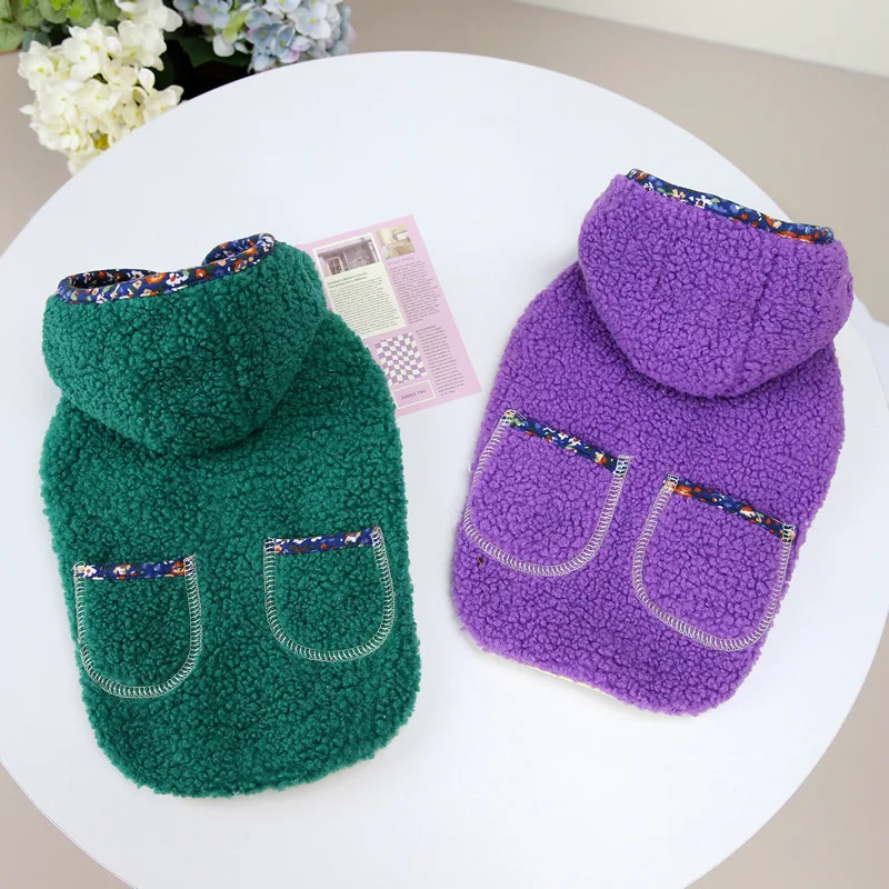 Emerald New Cotton Coat Pet Clothes Autumn and Winter Dog Clothing Pastoral Style Double Layer Thickened Teddy Coat