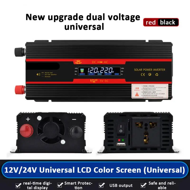 

6000W Car Power Inverter Sine Wave Solar Power Universal DC 12/24V To AC 220V Voltage Transformer Adapter Parking Assistance