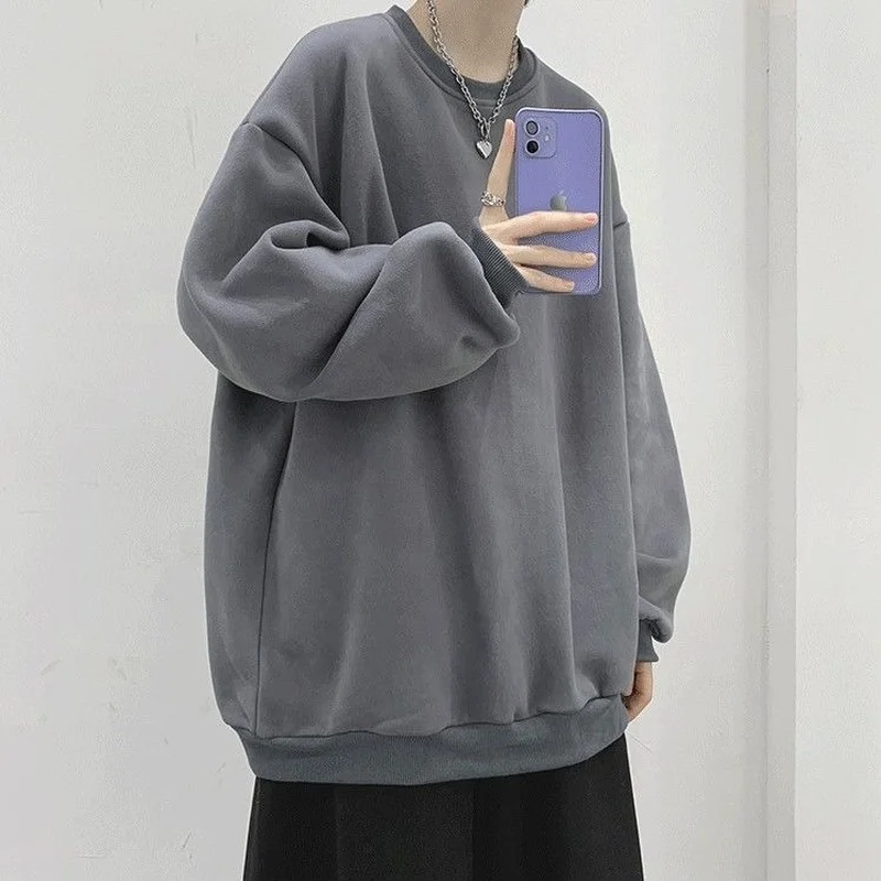 Мужские свитшоты с круглым вырезом простые универсальные теплые толстые