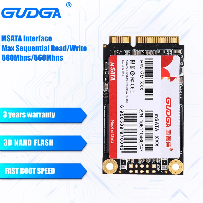 GUDGA MSATA Mini SATA SSD 500GB 128GB 256GB 1TB 2TB SATAIII Internal Solid State Hard Drive Mini SATA For ETH laptop computer