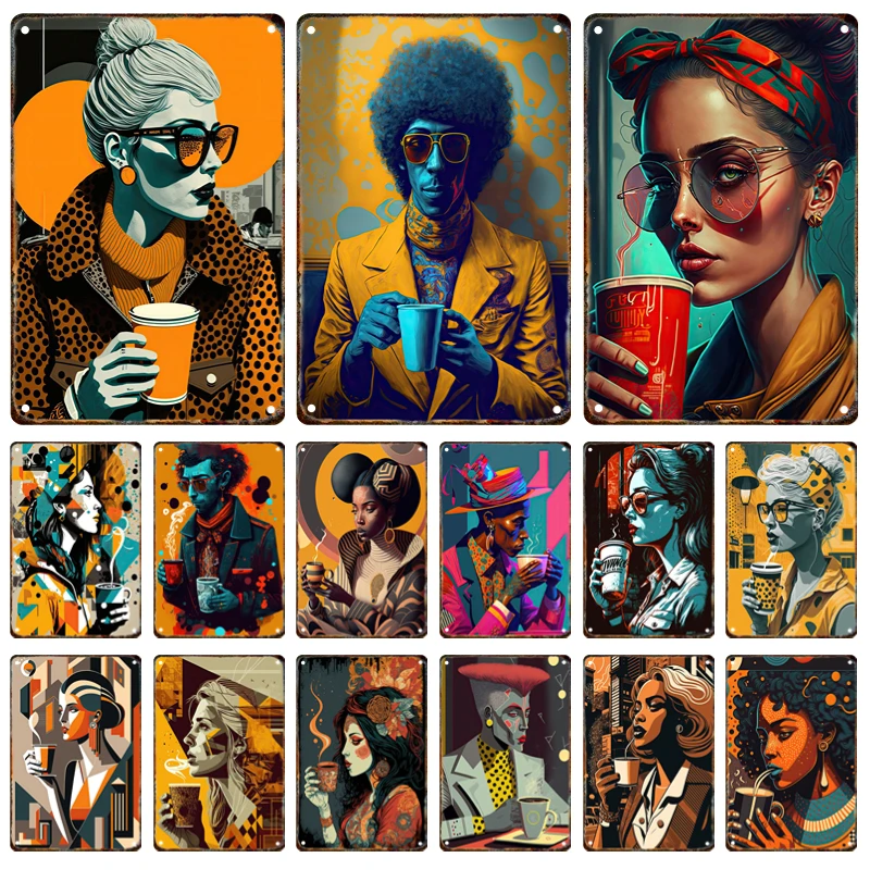 

Modern Trend Metal Poster Signage Tin Painting Vintage Coffee Plaque Home Shop Cafe Bar Club Wall Art Decor Mural Aesthetics