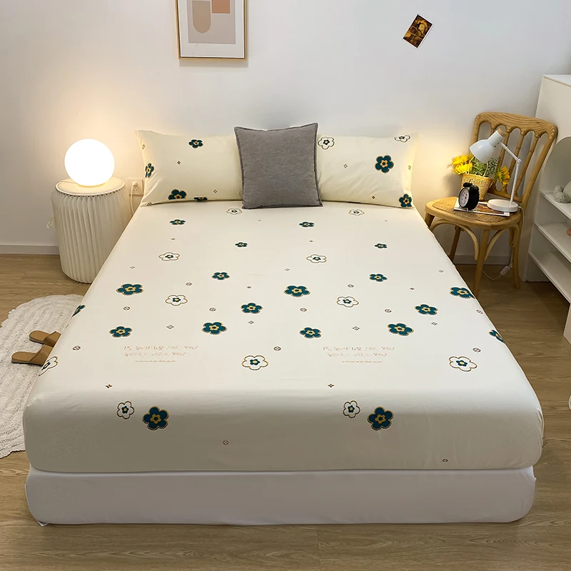 

Simple Style Fitted Sheet Pure Cotton Bedcover Warm Breathable Mattress Cover All-around Elastic Rubber Bedspread(No Pillowcase)