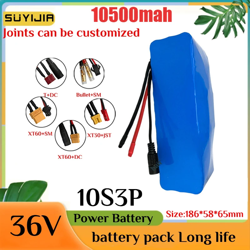

New 18650 Battery Pack 10S3P 36V 10.5Ah for Electric Bicycle Motorcycle Scooter Lithium Battery 42V 2A Charger Built-in BMS 15A