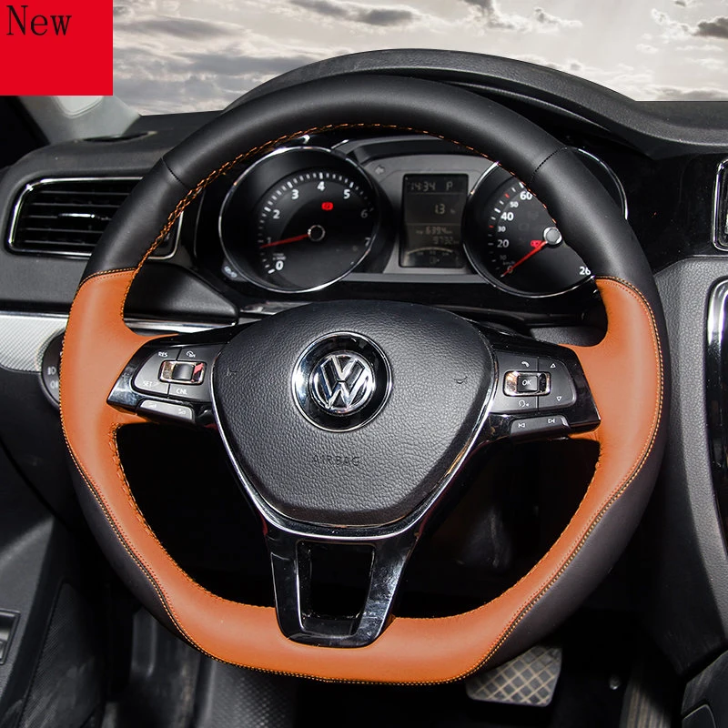 

Custom Hand-stitched Leather Car Steering Wheel Cover for Volkswagen Passat Magotan B8 Lavida Tiguan Golf Car Accessories