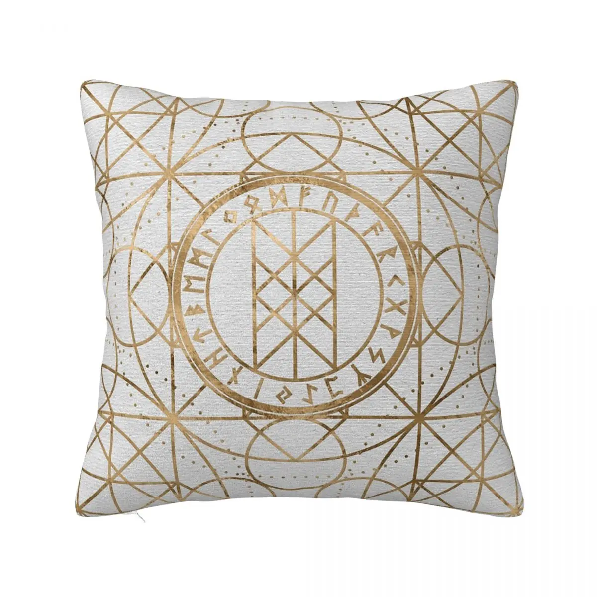 Web Of Wyrd The Matrix Of Fate - Pastel Gold vikings runes  Decorations Throw Pillow Case Cover for Home Double-sided Printing