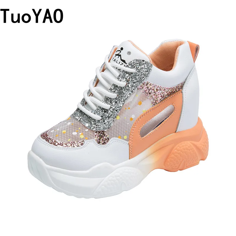 

High Platform Sneakers Woman Casual Breathable Mesh Chunky Shoes New Female Sports Sneaker Women Summer Vulcanize Dad Shoes 6CM
