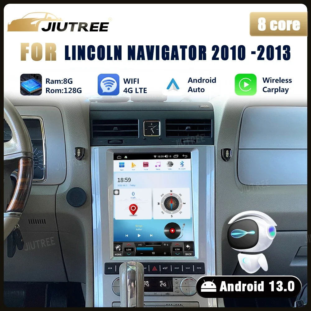 Автомобильный радиоприемник Android 13 12 1-дюймовый экран для Lincoln Navigator 2010-2013 carplay