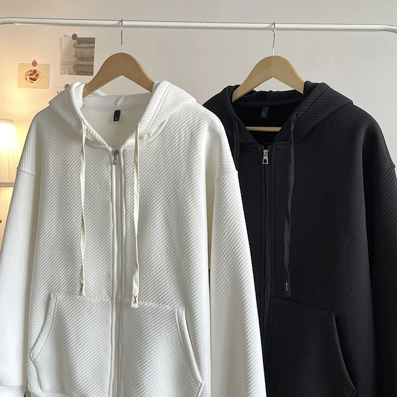 Толстовка мужская повседневная однотонная в полоску, с капюшоном