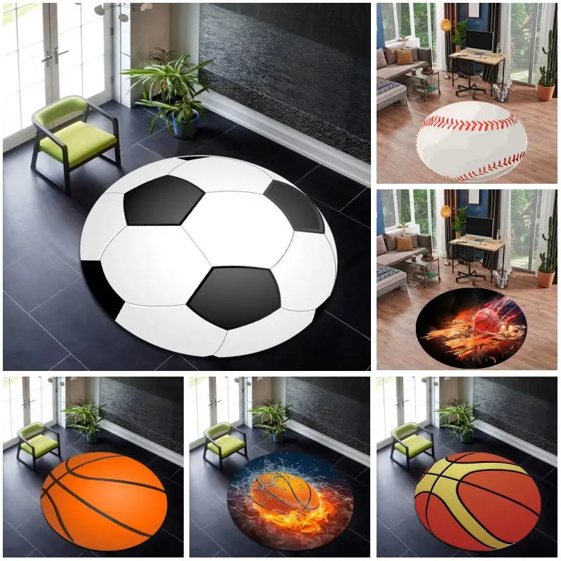 

3D pallacanestro calcio Baseball stampa Area tappeto rotondo tappetino soggiorno tappeto bagno cucina tappeto porta tappetino