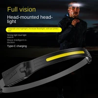 new cob led headlight sensor headlight built in battery flashlight usb charging headlight flashlight working light 76
