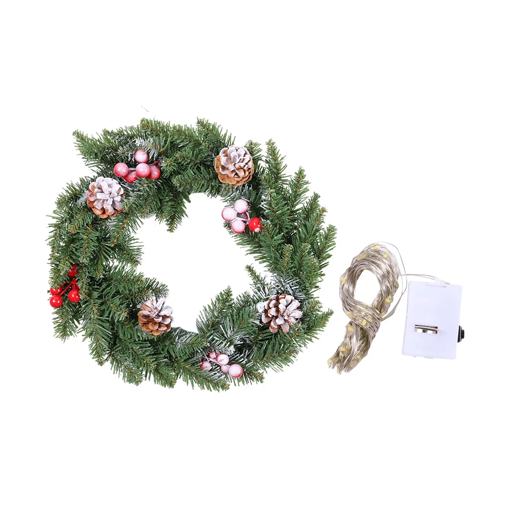 

Светодиодный светящийся искусственный венок для торжества входной двери, празднования Рождества, искусственная гирлянда вишневого цвета, ...