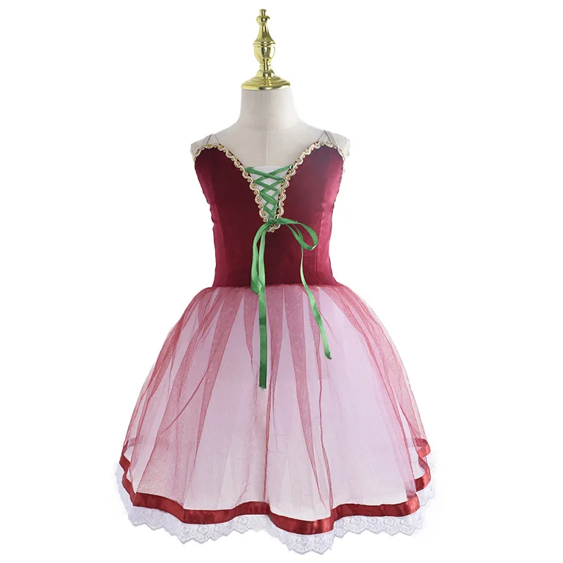 Профессиональная балетная романтическая пачка длинная юбка черное красное