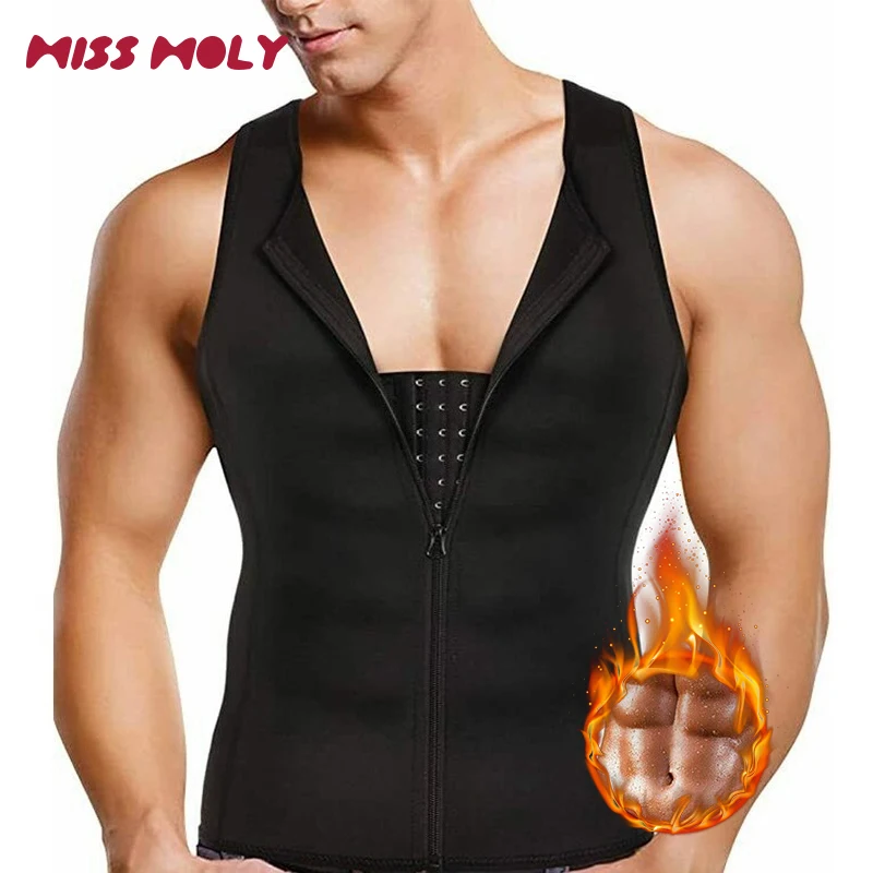 

Men Sauna Vest Hot Sweat Waist Trainer Corset Neoprene Tank Top Shapewear Slimming Shirt Workout Suit Double Compression Suit