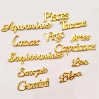12 pcslot gold constellations charms zodiac 3d alloy metal letters big size nail tips decoration jewelry b059