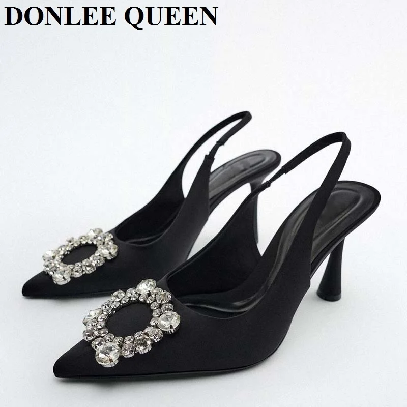 

Fashion Pointed Toe Sandals Women Shoes Thin High Heels Sexy Pumps Elegant Slingback Sandal Slip On Mule Big Size 41 Party Mujer
