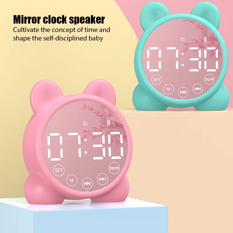 

Mirror Alarm Clock LED Digital Bluetooth Speaker FM Radio Wireless Speaker Subwoofer Desktop Music Player Sound Box TF Card
