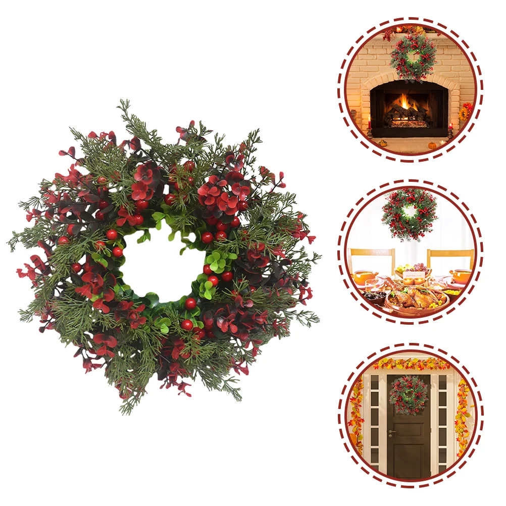 

Wreath Christmas Berry Artificial Door Flower Frontred Fireplace Autums Greenery Holiday Tree Garland Wall Hanging Decoration