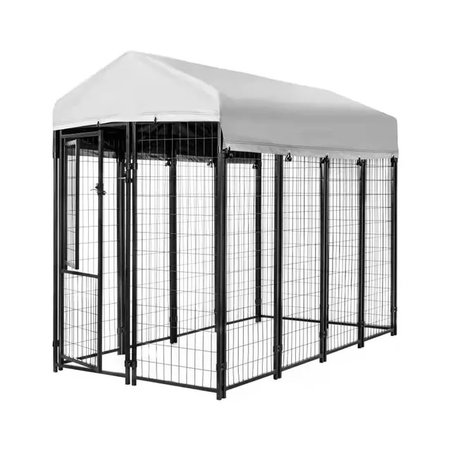 Black Welded Wire Dog Kennel Houses for Dogs 8 Ft. X 4 Ft. X 6 Ft